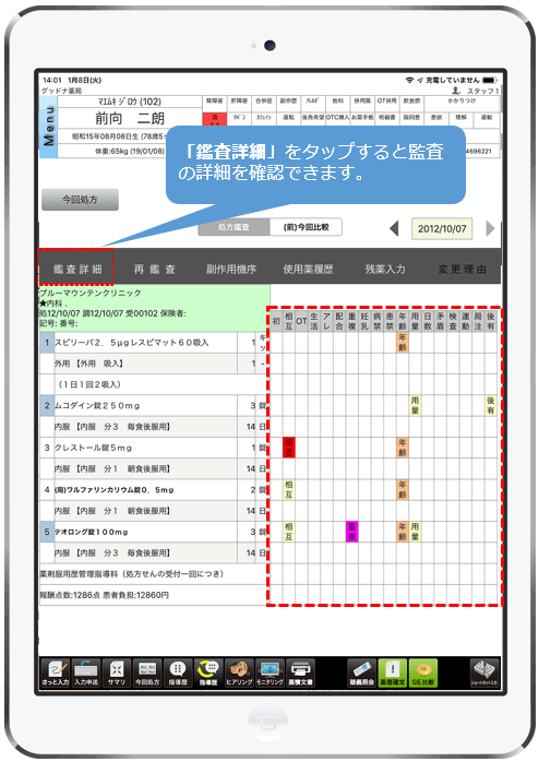 データベースを使った処方監査が可能