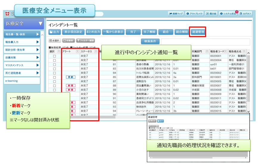 入力項目が選択しやすく操作が簡単。各店舗の管理者と本部への同報通知が可能。